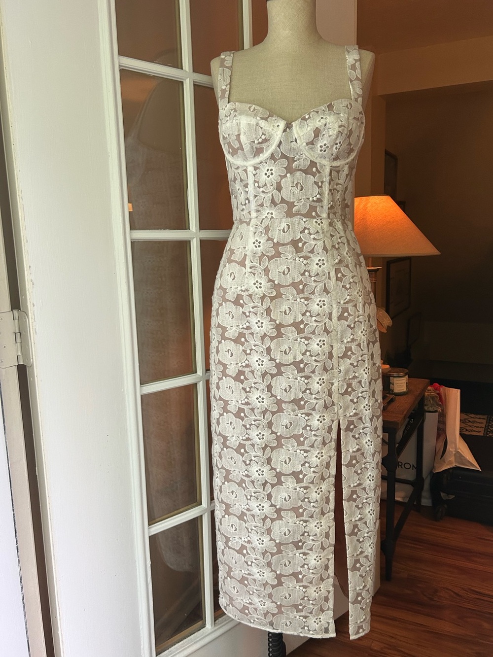 Hutch Anthropologie Sz 4 Ivory lace corset midi dress. Party, special occasion. - Picture 2 of 14